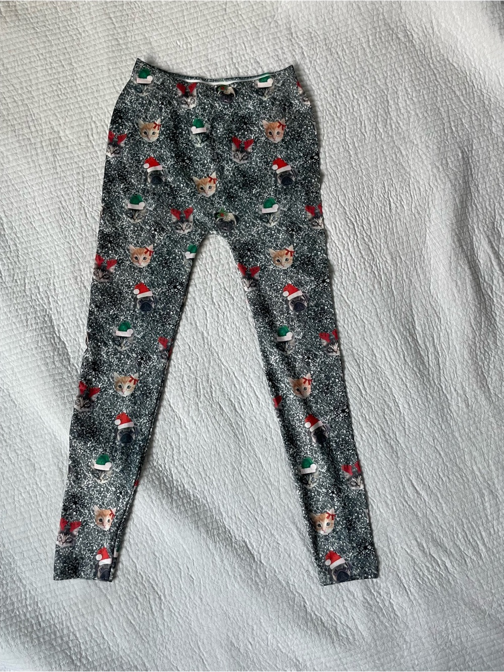 Women’s Gray Holiday Cat Print Leggings